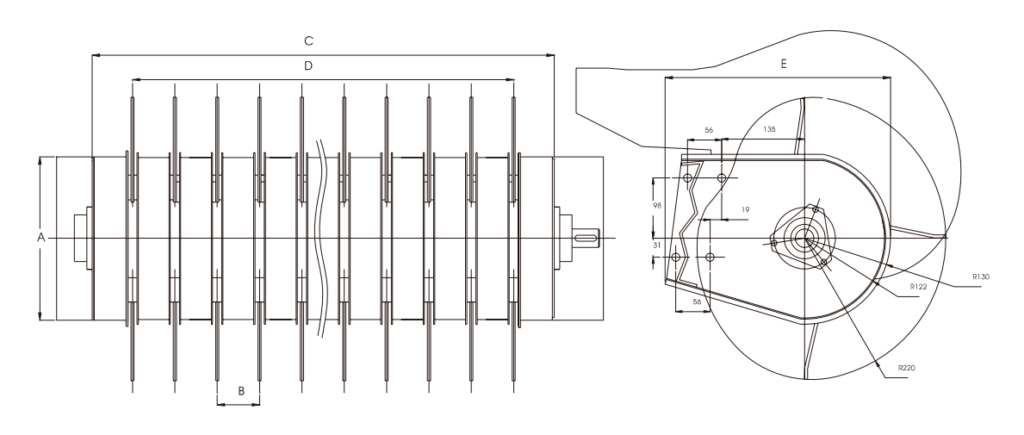disegno tecnico componenti agricoli serie sr